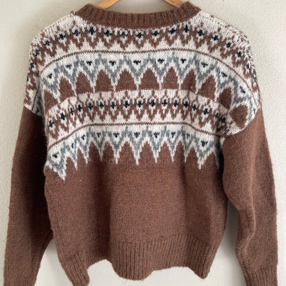 MIOU MUSE Fair Isle Brown Sweater is New w/o Tags! Size Small - Picture 4 of 6